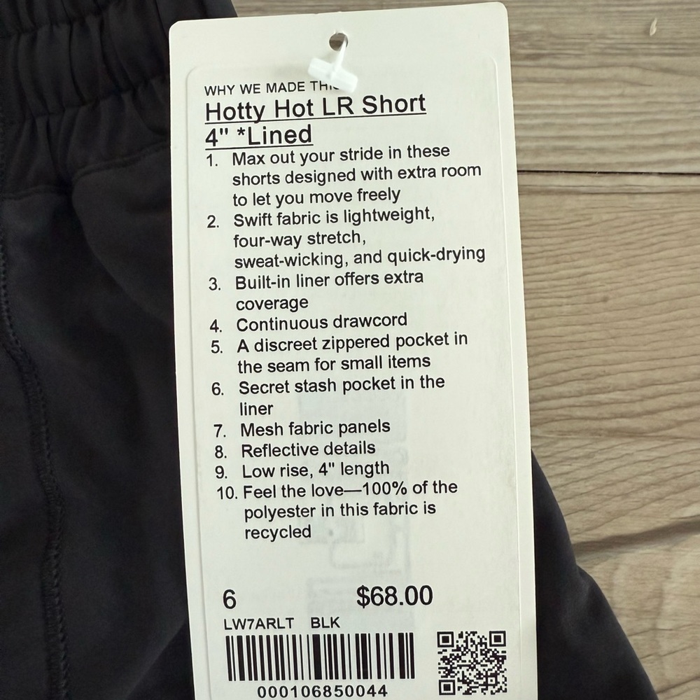 NWT Lululemon Hotty Hot Low Rise Short 4” Lined Size 6 Black LW7ARLT NEW Running - Picture 9 of 14
